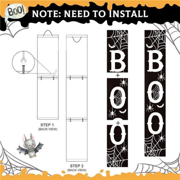 Halloween Porch Sign Boo Sign For Front Porch Scary Wooden Vertical Welcome Sign - Picture 3 of 8